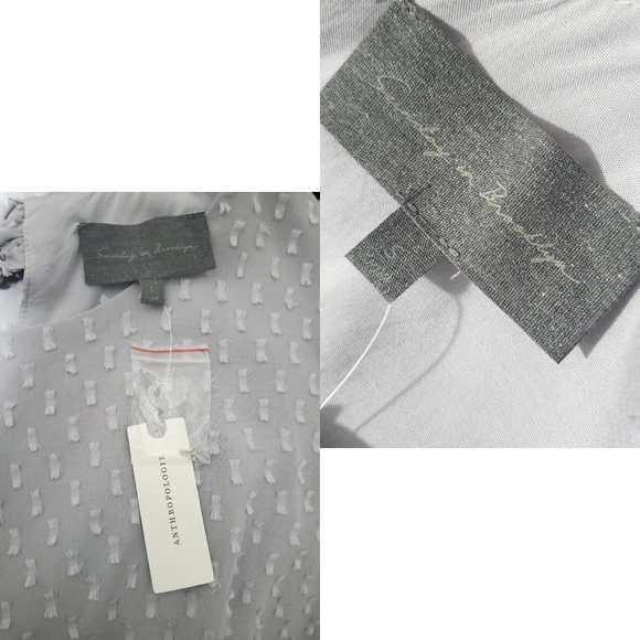 NWT Anthropologie Sunday In Brooklyn Textured Gray Chiffon Dress Size Small - Picture 12 of 16